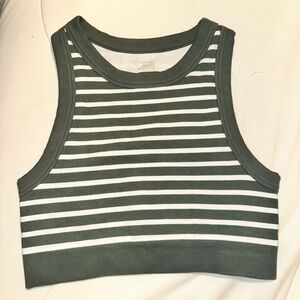 Offline by Aerie Striped Green and White Women's Seamless Crop Top
